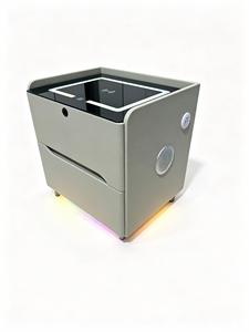 Gray Minimalist Nightstand With <b>LED</b> Lighting And Bluetooth <b>Speaker</b> 2 Drawer Bedside Cabinet For Bedroom Furniture - Product Image 2