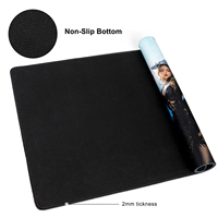 Tapis de souris gaming RGB 2 mm de haute qualité, imprimé HD personnalisé, 14x24, pour jeux de société et cartes, avec bords transparents et coutures, confortable