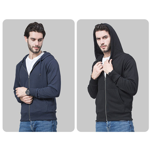Nhà sản xuất áo hoodie ngắn có khóa kéo in logo tùy chỉnh, chất liệu vải thun Pháp, áo hoodie nam trơn - Product Image 2