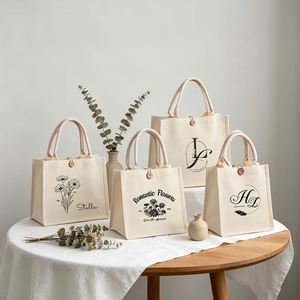 Sac fourre-tout en lin boutonné avec logo personnalisé, plusieurs tailles de sacs durables adaptés à un usage quotidien - Product Image 1