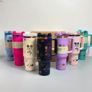 Bottiglia Termica in Acciaio Inox con Incisione Laser, Manico e Cannuccia, Tazza Termica Personalizzata con Animale Cartoon Topo 40oz - Product Image 4