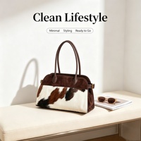 Sac fourre-tout à bandoulière en peluche imprimé vache grande capacité pour femme, style rétro et polyvalent, collection automne-hiver, fabrication OEM/ODM sur mesure