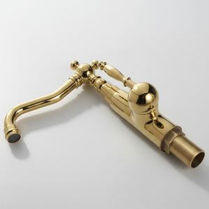 Robinet mélangeur de <span class=keywords><strong>lavabo</strong></span> antique <span class=keywords><strong>doré</strong></span> à long bec pour eau chaude et froide XR-GZ-8104K - Product Image 6