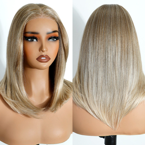 Peluca de Cabello Sintético Bob Liso Ondulado con Encaje Frontal HD de Fibra Resistente al Calor No Inflamable Gorra Abierta Sin Pegamento para Mujer - Product Image 6