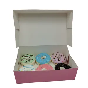 Donuts Manufacturer Cardboard Pink Paper Custom Macaron Donuts Cookie Boxes