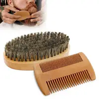Lubshqs0090 — brosse ours à poils de sanglier pour hommes, avec Logo personnalisable et peigne à barbe en bois, bon marché, vente en gros