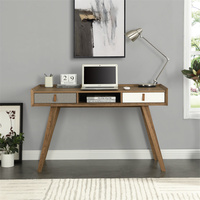 Table d'ordinateur en MDF avec effet tissu et surface en bois, avec autocollant imitation grain de bois