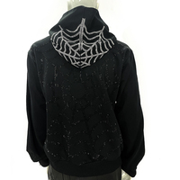 Veste en coton épais unisexe personnalisable avec logo OEM ODM, fermeture éclair, imprimé crâne Y2K avec strass sur toile d'araignée pour homme