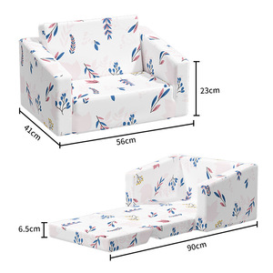 Canapé pour enfants avec motif de feuilles, pliable, en mousse à haute élasticité, siège individuel pour enfants de 2 ans et plus - Product Image 2