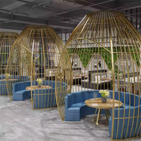 Paravent en fer forgé en forme de cage à oiseaux et séparateur de pièce Décoration extérieure Hôtel Restaurant Café Paravent géant en forme de cage à oiseaux