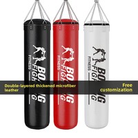 Sac de frappe suspendu en cuir microfibre robuste, durable et pré-rempli pour l'entraînement de MMA, Muay Thai, Kickboxing et Sanshou