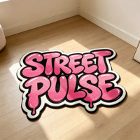 Karpet Bentuk Tidak Beraturan Custom, Karpet Cetak Grafiti Jalanan, Karpet Keren Hip Hop Hitam Putih, Karpet Dekorasi Pola Huruf Desainer