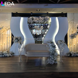 LEDA New Arrival Modern Classic Stage Decorations White Acrylic LED Large Hanging Flower <b>Runner</b> Backdrop - Product Image 1