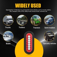 2x feux arrière ovales rouges et blancs à LED de 6 pouces, feux de freinage, de recul et de signalisation pour camions, remorques, bus, caravanes, camping-cars, UTV