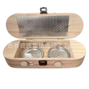 Caja de Moxibustión de Madera para la Salud de los Pies con Inserciones de Acero Inoxidable, Color Madera Natural, Hecho a Medida - Product Image 1