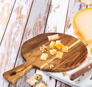 Tabla <span class=keywords><strong>de</strong></span> cortar <span class=keywords><strong>de</strong></span> madera <span class=keywords><strong>de</strong></span> acacia con asa, tabla <span class=keywords><strong>de</strong></span> picar <span class=keywords><strong>de</strong></span> madera, tabla <span class=keywords><strong>de</strong></span> cortar redonda para encimera, tabla para servir carne y pan - Product Image 2