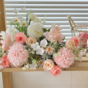 <b>Artificial</b> Flowers Silk Roses <b>Hydrangeas</b> Orange Yellow Pink Wedding Outdoor Photography Props Home Decorations - Product Image 3