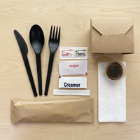 Couverts jetables biodégradables en CPLA sans plastique pour restaurants aériens, couteau, fourchette, cuillère, vaisselle compostable