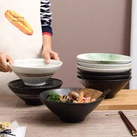 Grand bol à ramen et riz en céramique, style japonais créatif, luxe léger, couleur sous glaçure vintage, conique, pour usage commercial et domestique