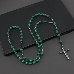 Rosari Cattolici in Pietra Naturale, Pietra Magnetica e Perline in Occhio di Tigre <span class=keywords><strong>con</strong></span> Croce, <span class=keywords><strong>Collana</strong></span> Religiosa Cattolica Unisex - Product Image 6