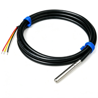 Sonde de température de l'eau industrielle DS18B20 en acier inoxydable, encapsulée et étanche, avec câble de 0,5 m, 1 m, 2 m
