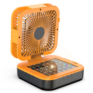 مروحة ميكانيكية للطوارئ للتخييم ببطارية 4000 مللي أمبير وشحن شمسي، 4 سرعات لتدفق الهواء، مصباح LED، بنك طاقة للاستخدام الخارجي وفي المركبات الترفيهية وحالات انقطاع التيار الكهربائي - Product Image 2