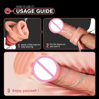 Manchon réaliste pour pénis, extenseur de pénis creux en silicone, agrandisseur réutilisable avec allongement du gland, jouets sexuels pour une extension du temps