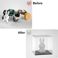 Entièrement assemblé 6x6x6 pouces clair carré acrylique vitrine Base noire anti-poussière en plastique présentoir objets de collection Action