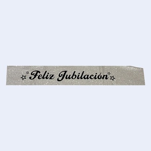 Banda de Retiro con Brillo Plateado y Letras Negras, Decoraciones Elegantes para Fiestas - Product Image 1