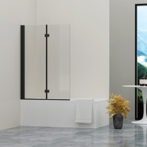 Pantalla de <span class=keywords><strong>ducha</strong></span> de bañera plegable con marco de aluminio, puerta pivotante giratoria de vidrio templado para uso en baño de Hotel - Product Image 1