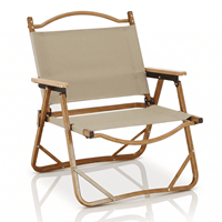 Chaise pliante portable en aluminium Kermit avec accoudoirs en hêtre kaki pour camping, pique-nique, pêche, randonnée, plage Maza
