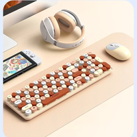 T-wolf TF350 Round Keycap Multimedia 2.4Ghz Wireless Keyboard Mouse Combo Ergonomic 104 Keys Full Size Business Office Set