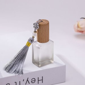 Chinese-style <b>10ml</b> Perfume <b>Bottle</b> Beech Wooden Lid Roller Sealing Frost Surface Shape-Portable Empty Clear Glass <b>Bottle</b> - Product Image 6