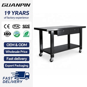 Table <span class=keywords><strong>de</strong></span> <span class=keywords><strong>travail</strong></span> industrielle mobile en acier pour garage avec tiroirs <span class=keywords><strong>de</strong></span> rangement, établi métallique roulant avec étagère complète en <span class=keywords><strong>dessous</strong></span> - Product Image 1