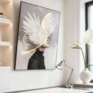 Toptan özel Led yağlıboya portre baskılar dekor ev dekor için güzel kanat duvar tuvali kız resmi - Product Image 1
