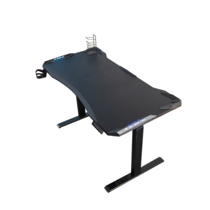Compre un gran <span class=keywords><strong>escritorio</strong></span> de juego para computadora, de metal negro, eléctrico, con luces LED, para computadora portátil, PC, RGB, estilo carreras. - Product Image 1