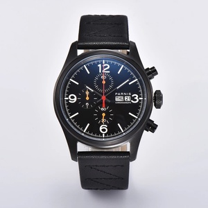 Reloj de Pulsera de Moda Parnis de 42 mm con Caja de Acero Inoxidable, Correa de Cuero Negra, Cronógrafo de Cuarzo para Hombre, Marca de Lujo 2026 - Product Image 6