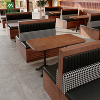 Moderne Nouvelle Arrivée Café Commercial Bois Cuir Restaurant Banc Canapé Meubles Stand Siège Table Chaise pour Café Salle À Manger