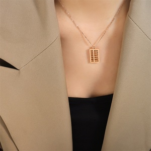 Dainty Stainless Steel <b>Choker</b> Necklace 18k Gold Plated Abacus Pendant Necklace - Product Image 5