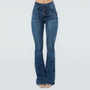 Jeans de Mujer Ajustados con Bolsillos de Parche Desgastados, Estilo Boot Cut, con Botones, Fabricante J0180 - Product Image 6