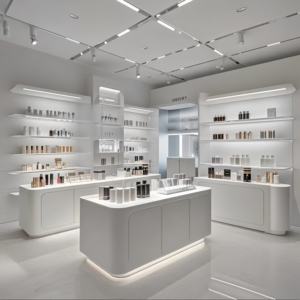 Vitrine de présentation de cosmétiques personnalisée avec éclairage LED - Étagères et stands de maquillage pour magasins - Product Image 3