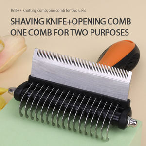 Logo personalizzato all'ingrosso della fabbrica 2 In 1 rimozione dei peli di gatto pettine strumento di rimozione del pettine cane Pet desatting Grooming pennello - Product Image 3