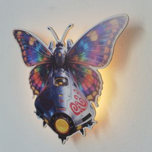 Tema espacial, luz de pared misteriosa, OVNI, decoración de pared de madera con luz regulable, luz de pared decorativa recargable para habitación de niño - Product Image 6