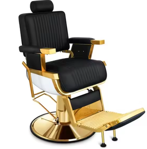 Sillón de Barbería de Lujo Negro de Alta Calidad para Salón, Color Opcional, Base de Acero Inoxidable Cómoda para Uso Masculino, en Venta - Product Image 1