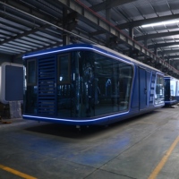Capsule écologique en conteneur maritime modifié de 40 pieds, maison préfabriquée avec panneaux sandwich, design moderne, 1 chambre, 1 salle de bain, à vendre