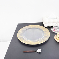 Assiettes rondes transparentes en plastique pour restaurant, mariage, décoration, vente en gros, 13 pouces