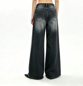 SOONREE High Waist Breathable <strong>Summer</strong> Jeans <strong>Women</strong> Frayed Patchwork Black Denim Pants Wide Leg Gothic Punk Streetwear <strong>Trousers</strong> - Product Image 3