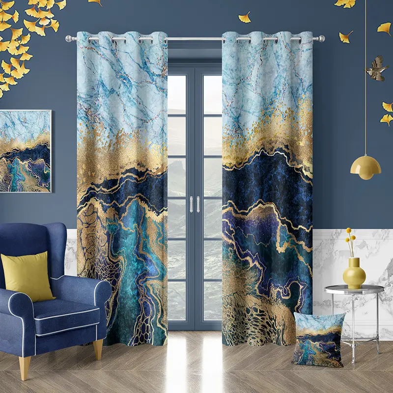 Cortinas estampadas de luxo popular para sala de estar com design moderno