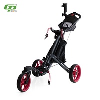 Chariot de golf 360 en aluminium rotatif à 3 roues personnalisé chariot de poussée pliant pour sac de golf