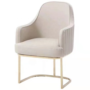 Venta al por mayor de lujo moderno terciopelo sillas de comedor tela de tapicería Accent silla comedor sillón Metal marco de acero inoxidable - Product Image 1